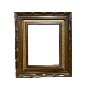 Vintage Carved Wood Bulrap Primitive Rustic  Picture Frame 22” x 19”